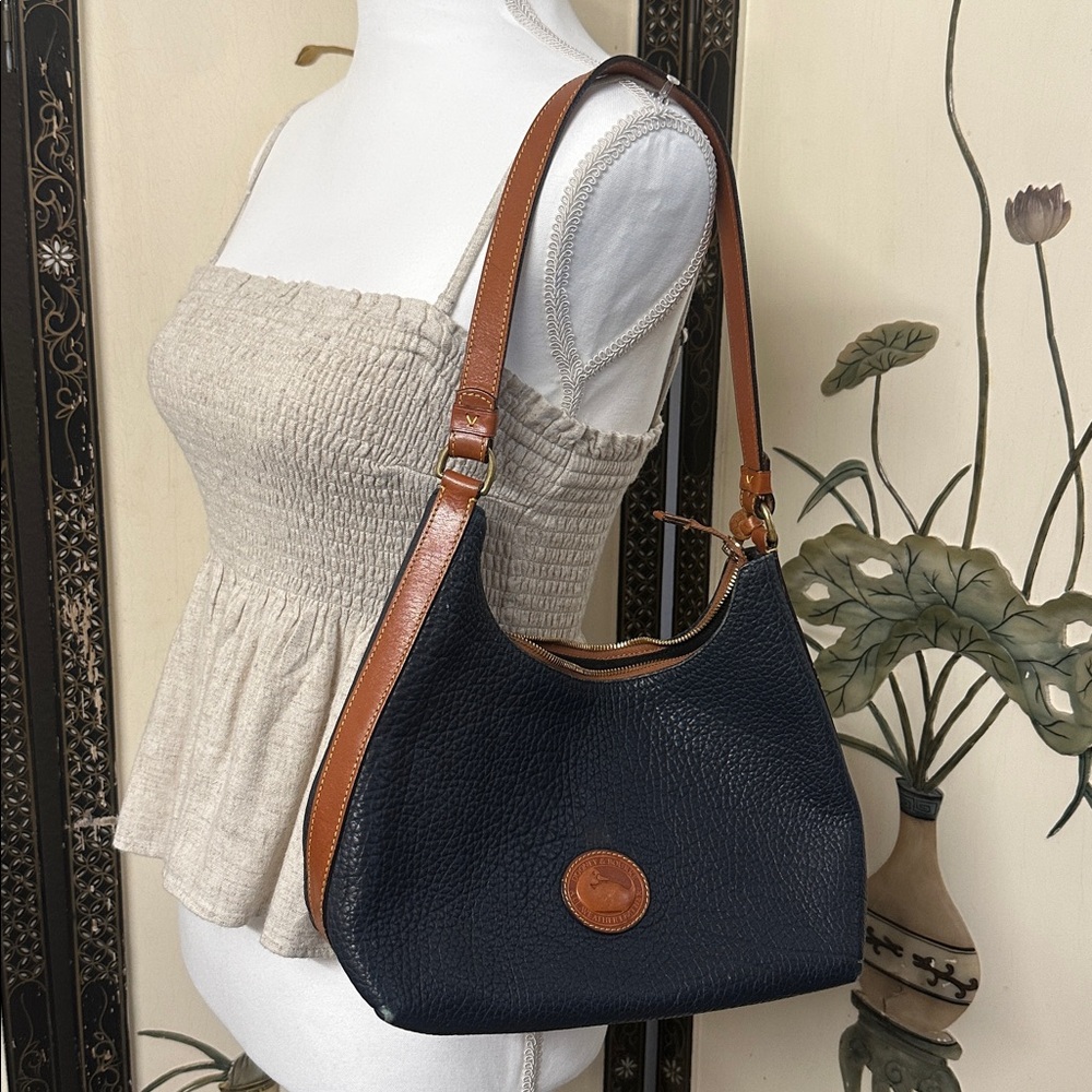 Dooney & Bourke Blue and Brown Leather Shoulder Bag